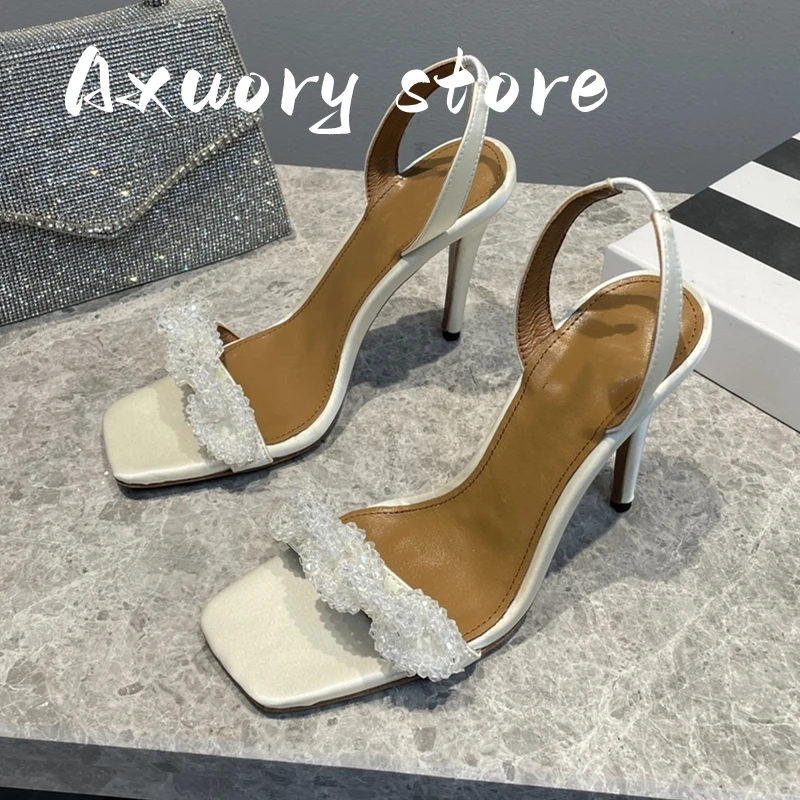 New Women's High heeled Sandals Solid Color Crystal Inlay Design Slender Heel Summer Style Daily Wear
New Women's High heeled Sandals Solid Color Crystal Inlay Design Slender Heel Summer Style Daily Wear