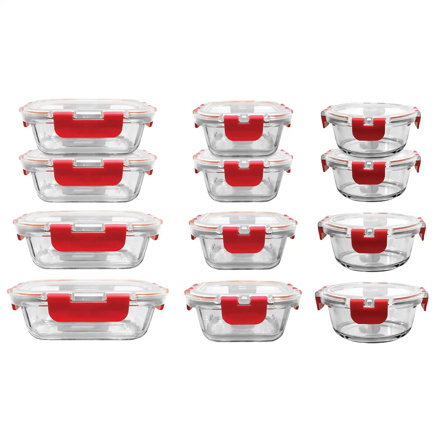 NutriChef 24-Piece Glass Food Storage Set with Locking Hinge Red Lids - Superior Quality
NutriChef 24-Piece Glass Food Storage Set with Locking Hinge Red Lids - Superior Quality