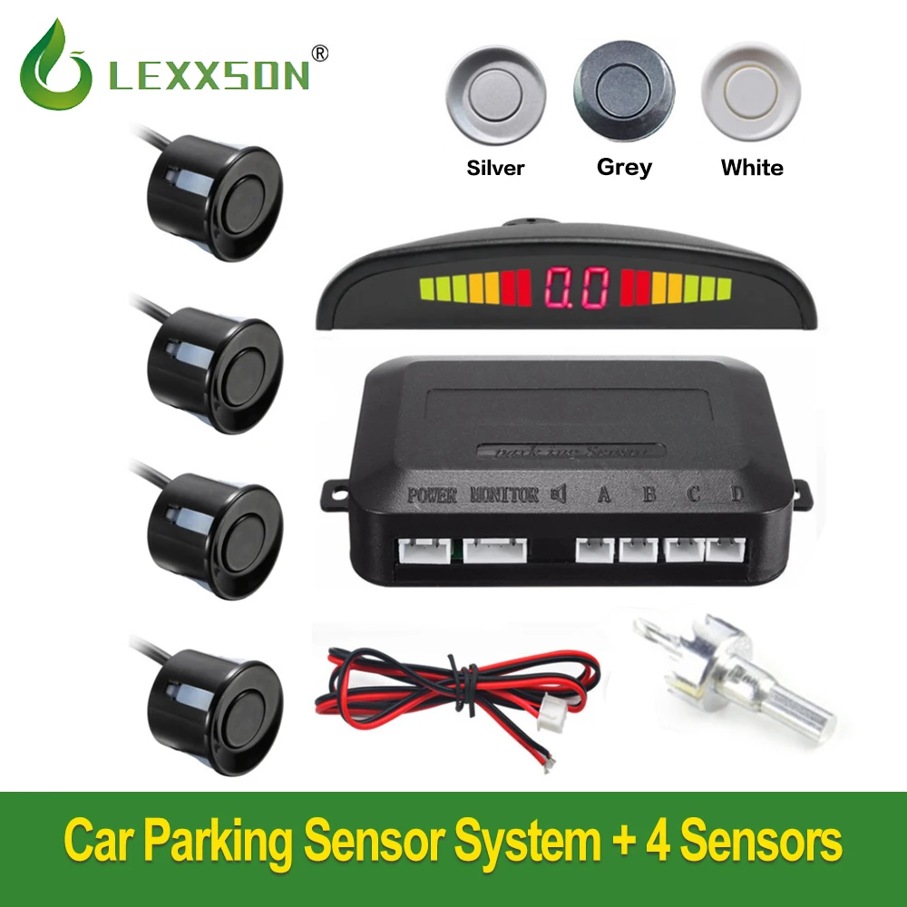 

Car Auto Reverse Assistance Backup Radar System with 4 Parking Sensors Distance Detection + LED Distance Display + Sound Warning