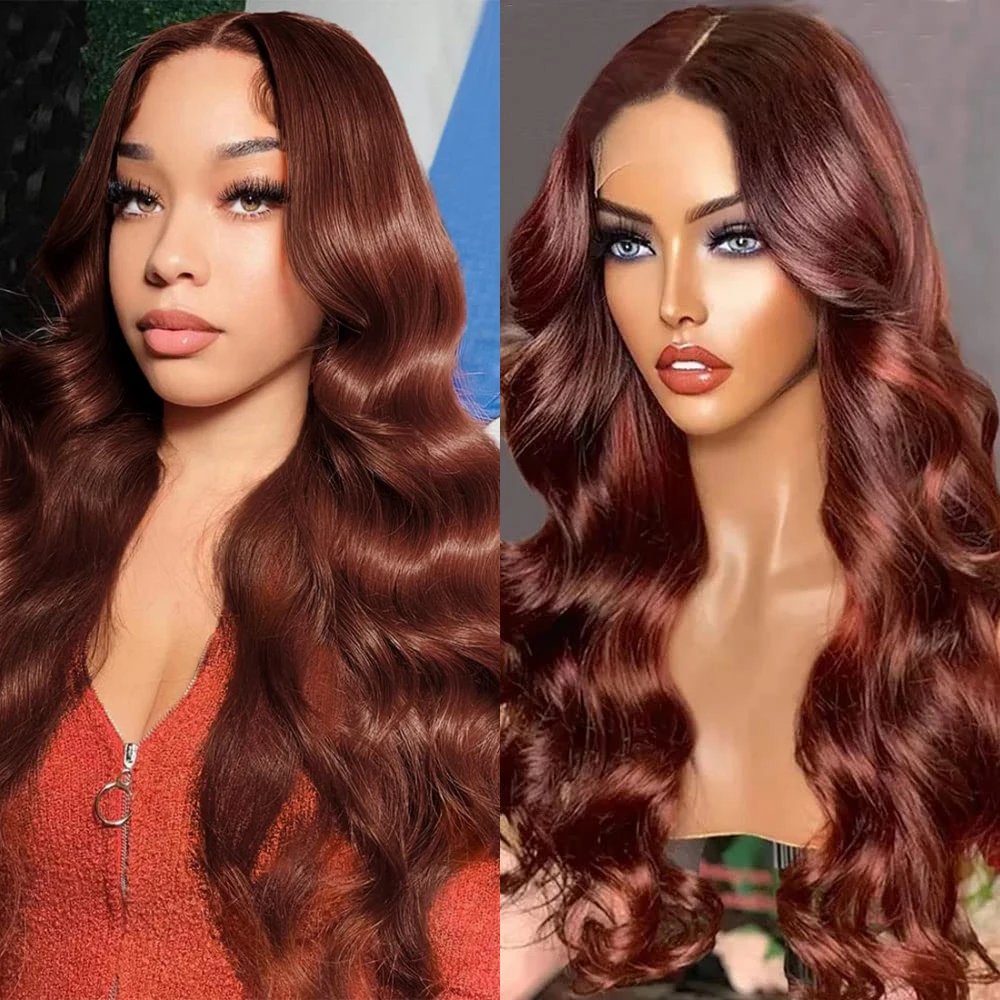 

30 32 Inch Brazilian Reddish Brown 13x4 13x6 HD Lace Front Wigs Human Hair Body Wave Glueless Closure Lace Frontal Wig For Women