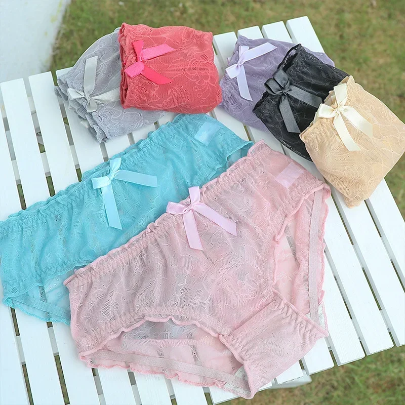 French sexy mood lace hollow bread pants light sweet cotton crotch bow embellished breathable briefs women
French sexy mood lace hollow bread pants light sweet cotton crotch bow embellished breathable briefs women