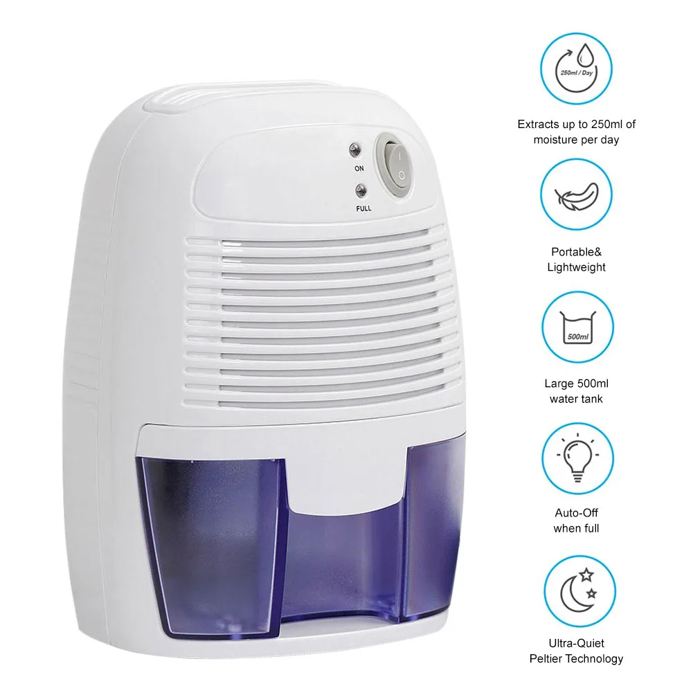 US/EU/UK Dehumidifiers Moisture Absorbers 500ML Mini Electric Anti Mold Air Dehumidifier For Home Basement Cabinets Low Noise
US/EU/UK Dehumidifiers Moisture Absorbers 500ML Mini Electric Anti Mold Air Dehumidifier For Home Basement Cabinets Low Noise