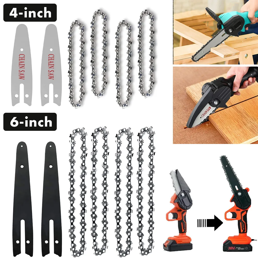 Premium 4/6/8 "Hacksaw Chain Electric Chain Saw Blade Mini electric chain and guide board wood cutting accessories
Premium 4/6/8 "Hacksaw Chain Electric Chain Saw Blade Mini electric chain and guide board wood cutting accessories