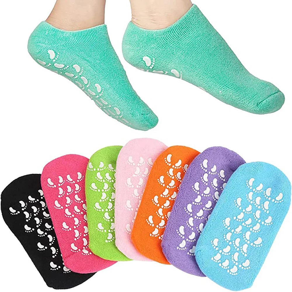 

2pcs Foot Care Spa Moisturizing Gel Socks Exfoliating Velvet Smooth Dry Cracked Soft Sock Pedicure Hard Heel Protector Repairing