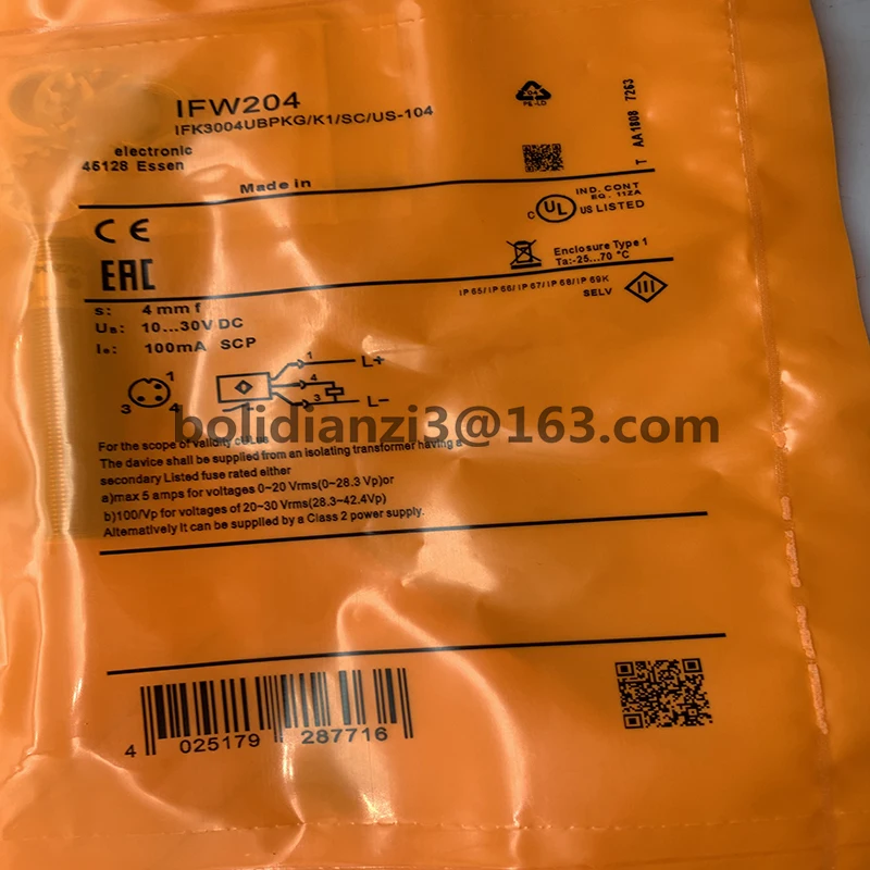 Оригинальный датчик приближения IFW204 IFK3004UBPKG/K1/SC/US-104 
Оригинальный датчик приближения IFW204 IFK3004UBPKG/K1/SC/US-104