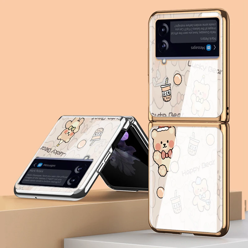 Z Flip 4 Funda Case for Samsung Galaxy Z Flip 4 3 2 1 Cartoon Milk Tea Bear Tempered Glass Coque Protection Phone Case Cover 
Z Flip 4 Funda Case for Samsung Galaxy Z Flip 4 3 2 1 Cartoon Milk Tea Bear Tempered Glass Coque Protection Phone Case Cover