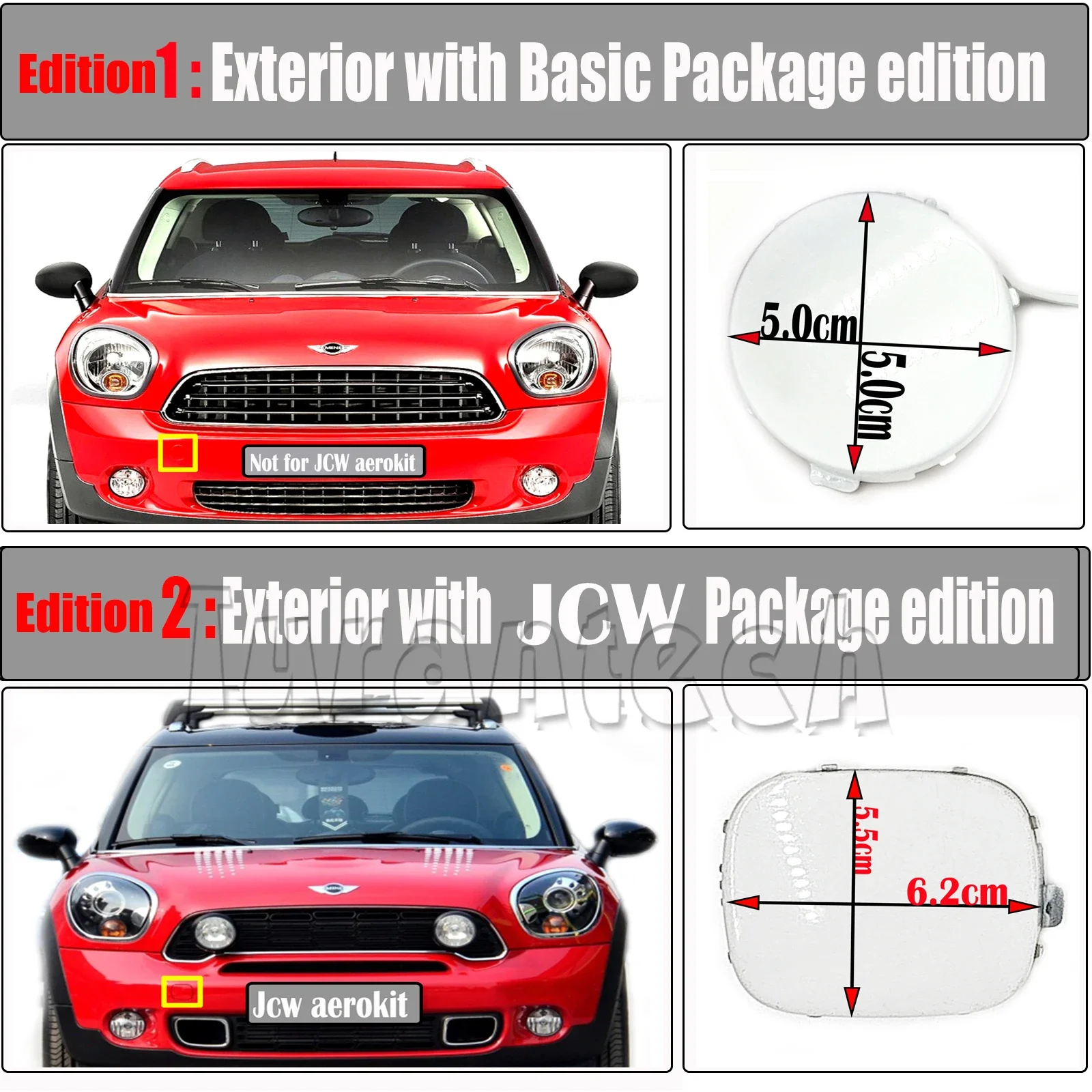 

Front Tow Cover for 11-16 Mine R60 Countryman R61 Paceman One Cooper S D SD 1.6 2.0 ALL4 SUV Bumper Towing Hook Eye Cap