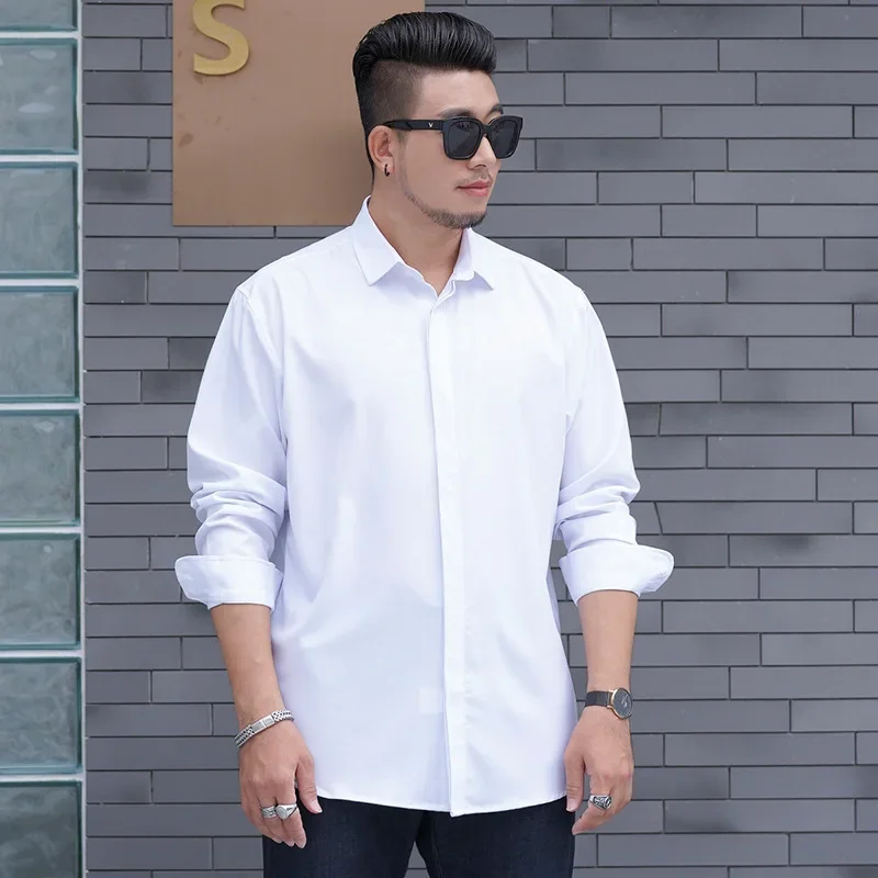 

Formal Shirts For Men Oversize Long Sleeve White Black Blue Plus Size 6XL 7XL 8XL 10XL Male Office Casual Business Loose Blouse