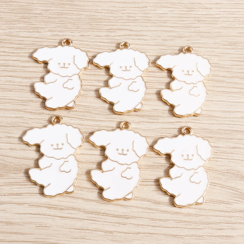 

10pcs 22x29mm Cartoon Enamel Animal Dog Charms Pendants for Jewelry Making Earrings Necklace DIY Handmade Keychains Crafts Gifts