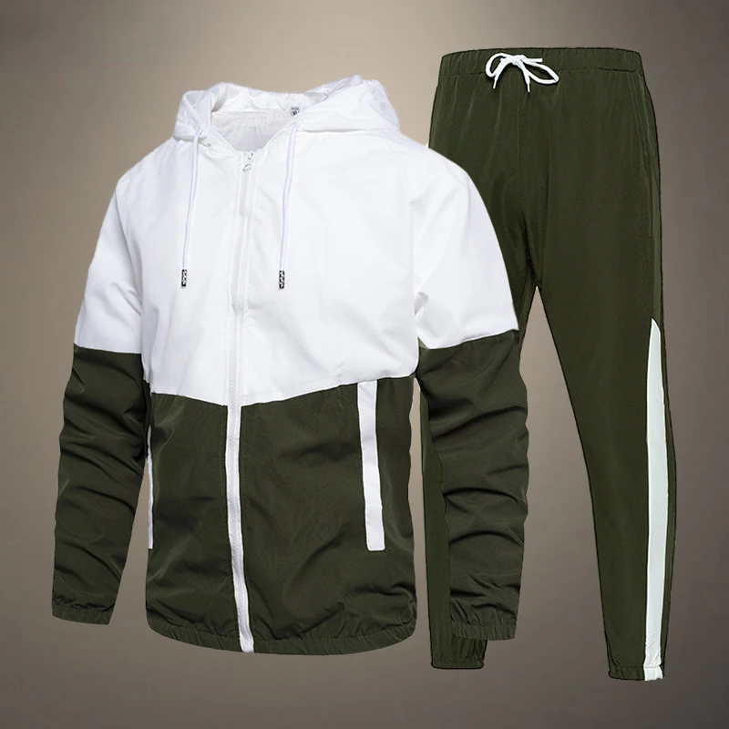 Spring New Men Tracksuit Casual Set Male Hooded Sportswear Jackets Pants 2 Piece Sets Running Mens Sports Suit
Spring New Men Tracksuit Casual Set Male Hooded Sportswear Jackets Pants 2 Piece Sets Running Mens Sports Suit