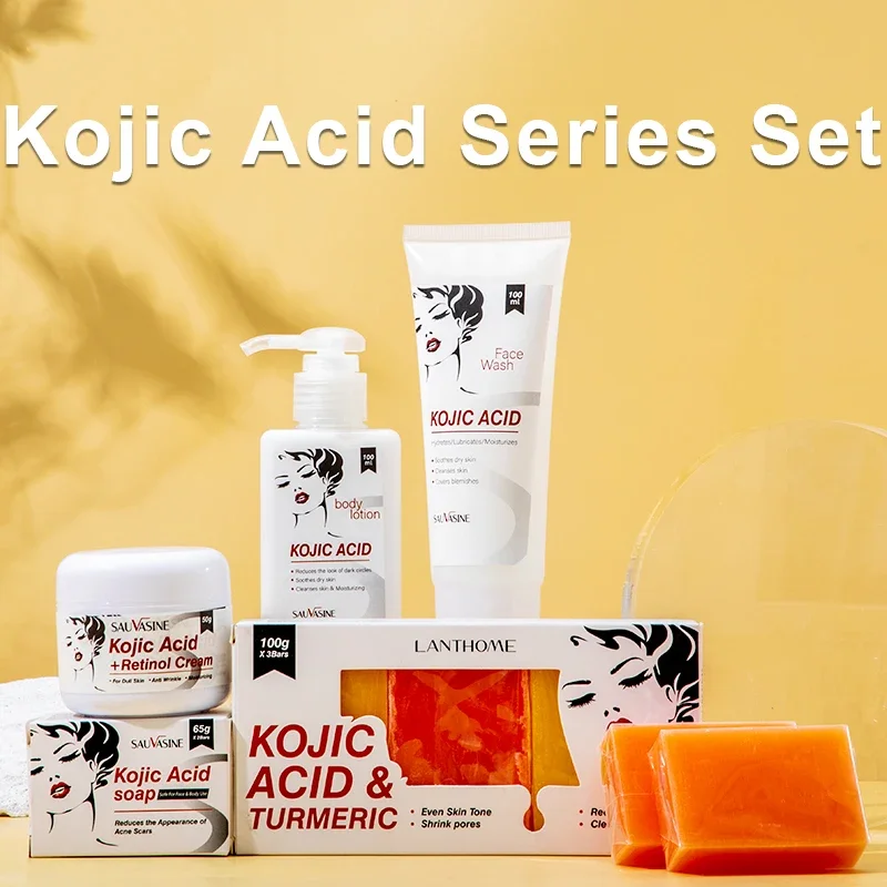 

Kojic Acid Whitening Set Face Cream Moisturizer Facial Mask Collagen Face Repair Suncreen Facial Soap Anti-Aging Skin Care Set