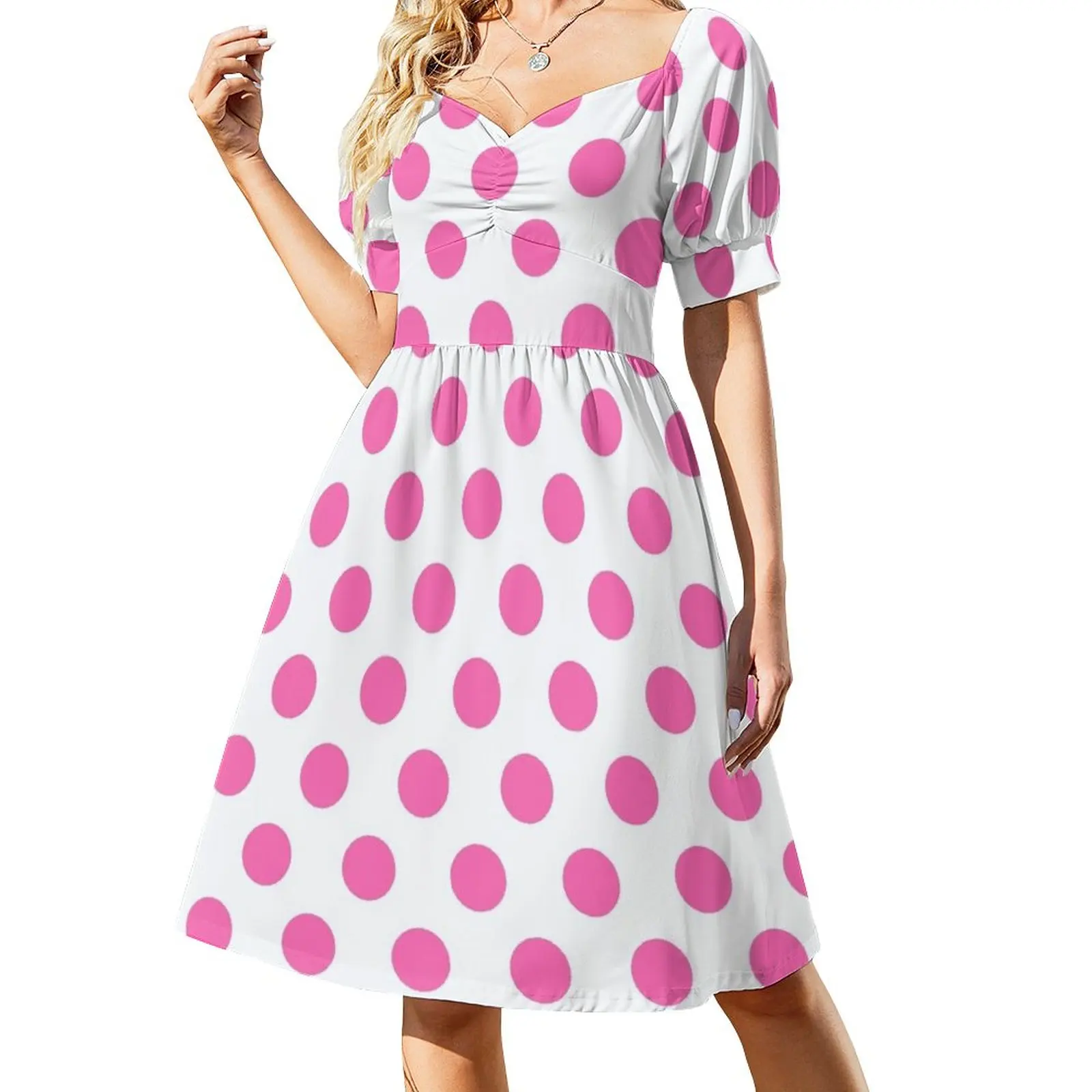 

Big Pink Polka Dots Sleeveless Dress birthday dress for women Women's clothing women's evening dress 2024