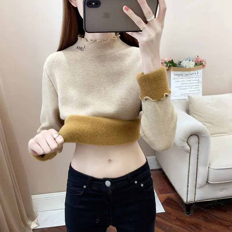 Women Ruffles Mock Neck Sweater Thicken Autumn Fleece Warm Thermal Pullover Cashmere Knit Sweater for Women 2023 Winter A36
Women Ruffles Mock Neck Sweater Thicken Autumn Fleece Warm Thermal Pullover Cashmere Knit Sweater for Women 2023 Winter A36