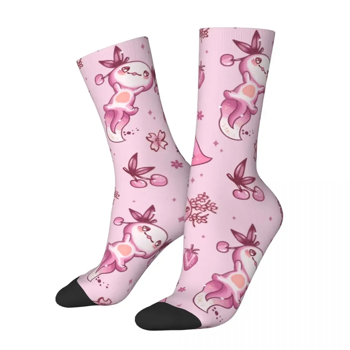 

Pink Axolotls Socks Men's Women's Funny Happy Socks Crazy Spring Summer Autumn Winter Middle Tube Stockings Gift