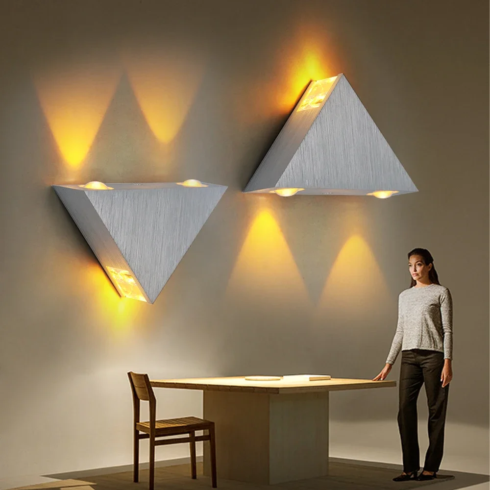 

Modern Design Led Wall Lamp 3W 110V 220V Aluminum Body Triangle Wall Light For Bedroom Home Lighting Luminaire Wall Sconce