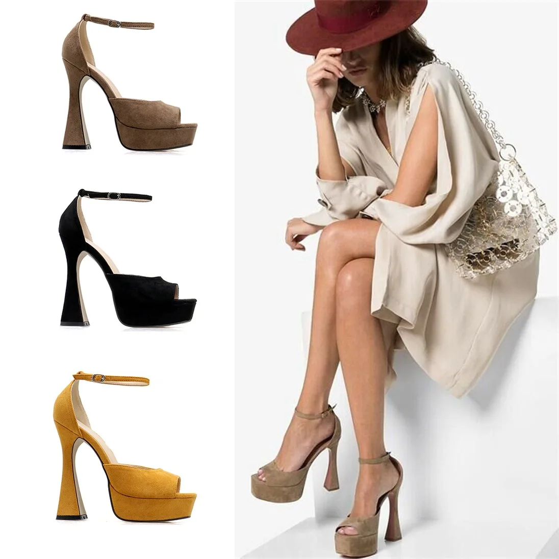 Women Sandals 2023 Summer New Fashion Platform Buckle Strap Flock 13.5CM Thin Heels Classics Casual Sandals Casual Mes Camel
Women Sandals 2023 Summer New Fashion Platform Buckle Strap Flock 13.5CM Thin Heels Classics Casual Sandals Casual Mes Camel