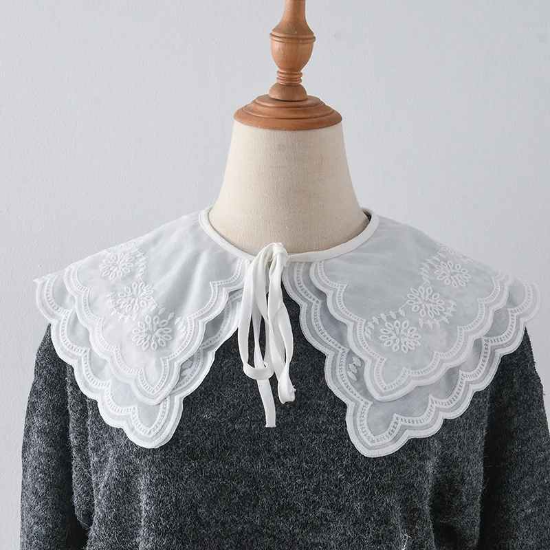 

Double Layer False Collar for Women Sweater Shirt Detachable Collar Shawls Removable Bowknots Shoulder Wraps Cape Fake Collar