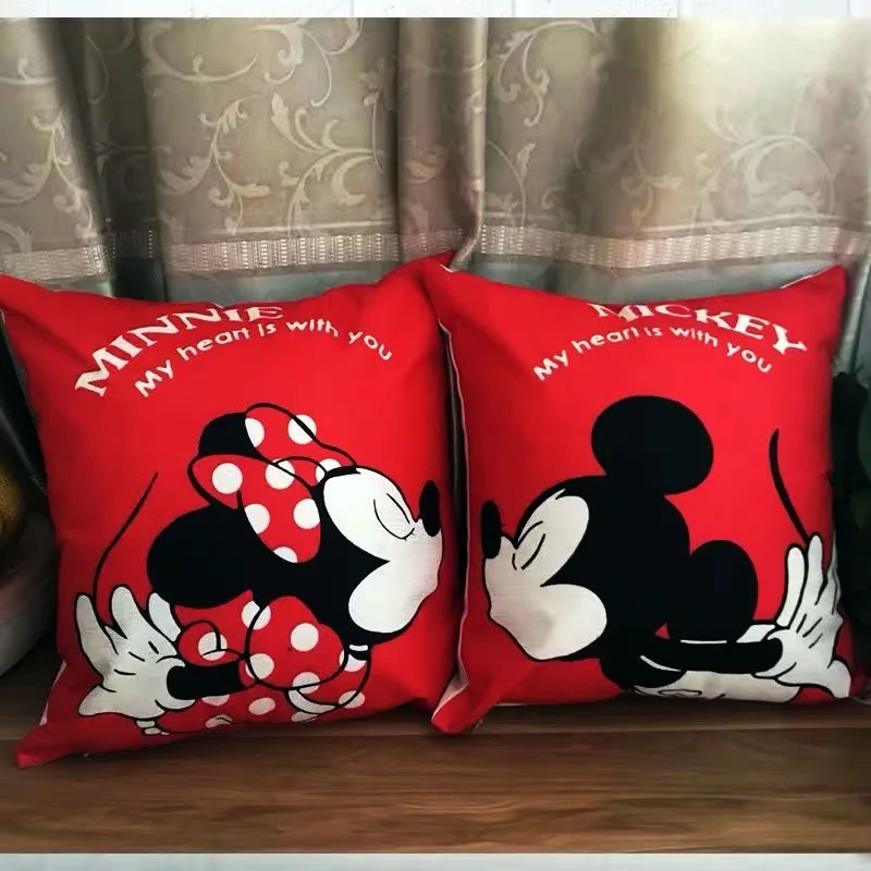 

Disney Pillowcase Cushion Cover Mickey Minnie Mouse Pillow Case Cartoon Boy Girl Couple Wedding Gift 45x45cm