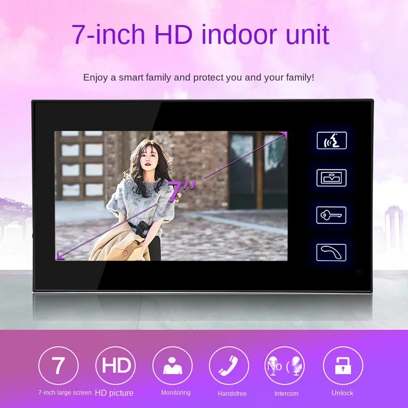 7" RFID Video Door Phone Intercom Doorbell Touch Button Remote Unlock Night Vision 1000TV Lines 
7" RFID Video Door Phone Intercom Doorbell Touch Button Remote Unlock Night Vision 1000TV Lines