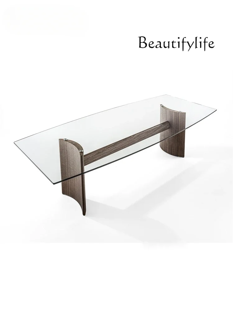 Italian Minimalist North American Black Walnut Solid Wood Home Dining Table Tempered Glass Leisure Long Table
Italian Minimalist North American Black Walnut Solid Wood Home Dining Table Tempered Glass Leisure Long Table