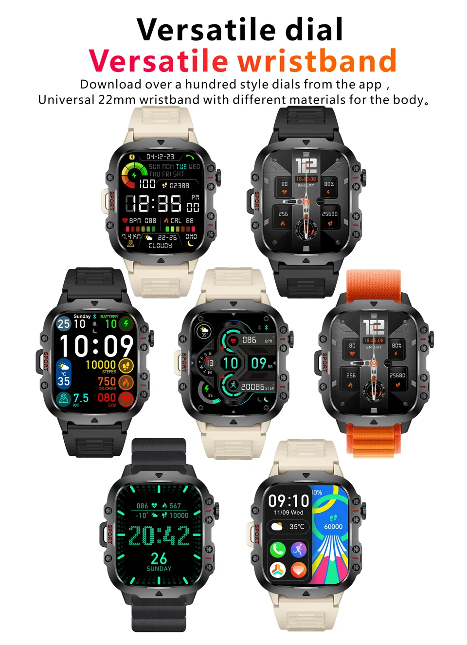 2026 New Rugged Military Smart Watches Men Bluetooth Call Health Monitoring AI Voice Sport Waterproof Smartwatch For Android Men 2026 New Rugged Military Smart Watches Men Bluetooth Call Health Monitoring AI Voice Sport Waterproof Smartwatch For Android Men