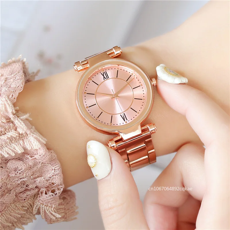 

Casual Ladies Quartz Watch Steel Band Strap Analog Wrist Watch Rose Gold Business Wristwatches Reloj Mujer Girls Clock Gift