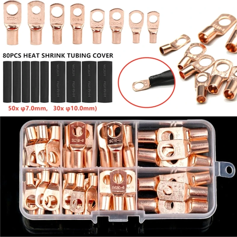 60/140 шт., медные разъемы для проводов в носу, концы кабеля батареи, с термоусадочной трубкой, Прямая поставка
60/140 шт., медные разъемы для проводов в носу, концы кабеля батареи, с термоусадочной трубкой, Прямая поставка