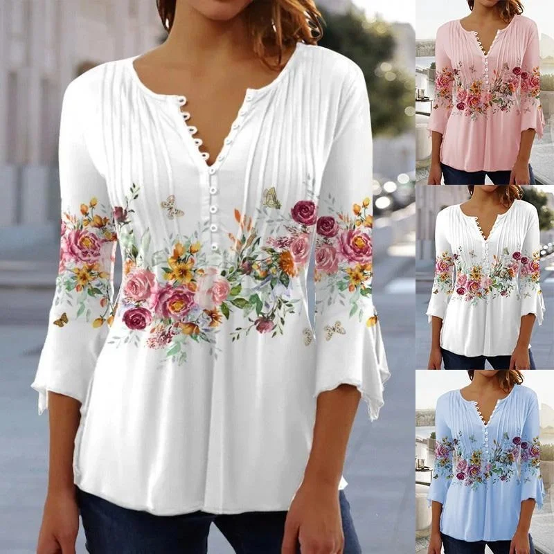 2024 Spring and summer New Women Long Sleeve T-Shirt V-Neck Loose Blouse Flower Print Casual Shirt Female Comfortable Top S-5XL
2024 Spring and summer New Women Long Sleeve T-Shirt V-Neck Loose Blouse Flower Print Casual Shirt Female Comfortable Top S-5XL