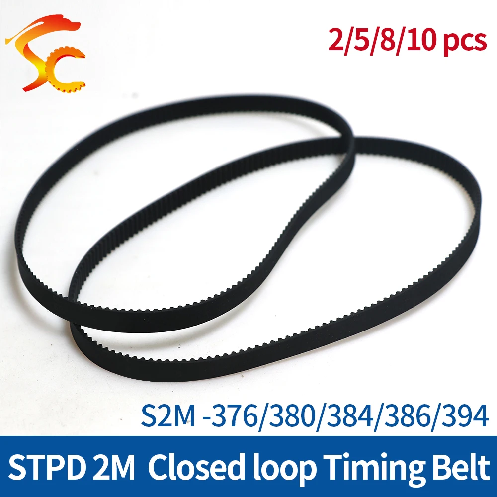 

ONEFIRE Rubber Timing Belt S2M 376/380/384/386/394mm Width 6/9/10/15mm STPD 2M Synchronous Closed loop Belt