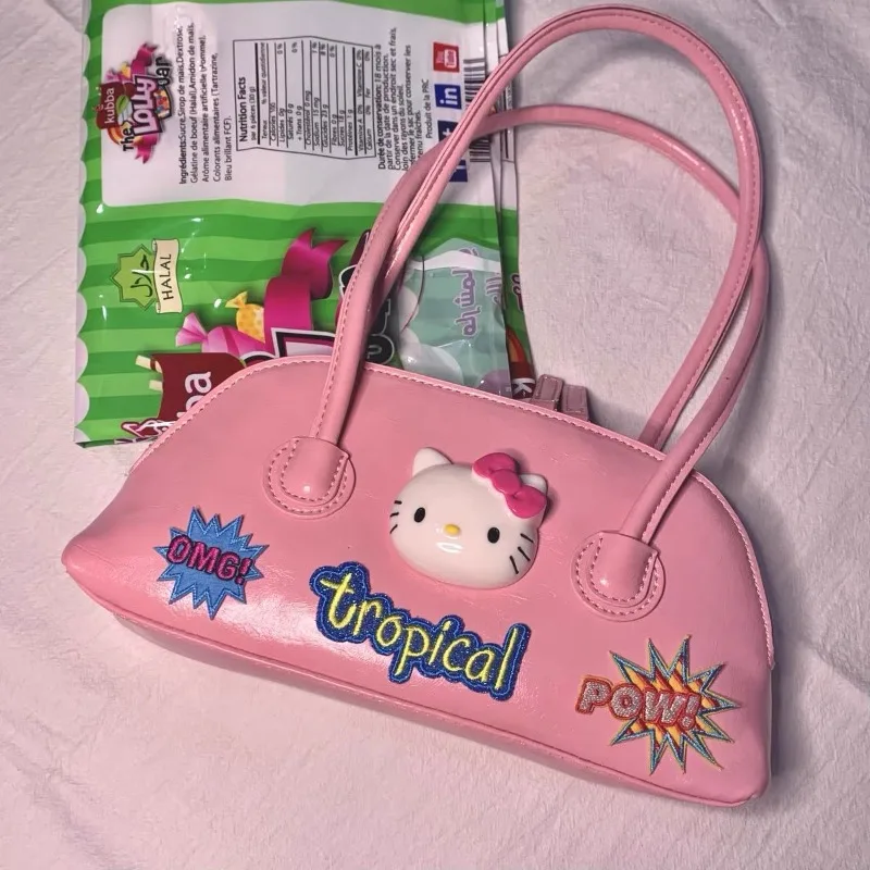 

Kawaii Sanrio Anime Hello Kitty PU Handbag Cute Cartoon Shoulder Bag Retro Sweet Lovely Self-control Candy Hottie Y2K for Girls