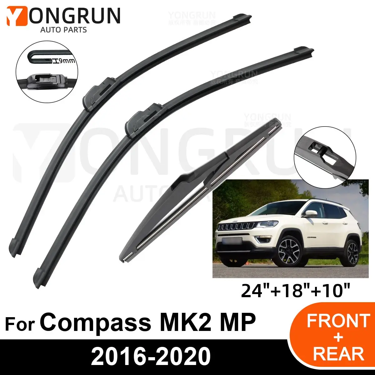 Щетка стеклоочистителя Автомобильная резиновая для Jeep Compass MK2 MP/552 2016-2020, 3 шт.
Щетка стеклоочистителя Автомобильная резиновая для Jeep Compass MK2 MP/552 2016-2020, 3 шт.