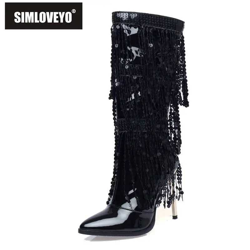 SIMLOVEYO 2022 Fashion Women Boots Pointed Toe Thin Heels 12cm Glitter Chain Big Size 34-46 Colorful Party Shoes Zipper N0082
SIMLOVEYO 2022 Fashion Women Boots Pointed Toe Thin Heels 12cm Glitter Chain Big Size 34-46 Colorful Party Shoes Zipper N0082