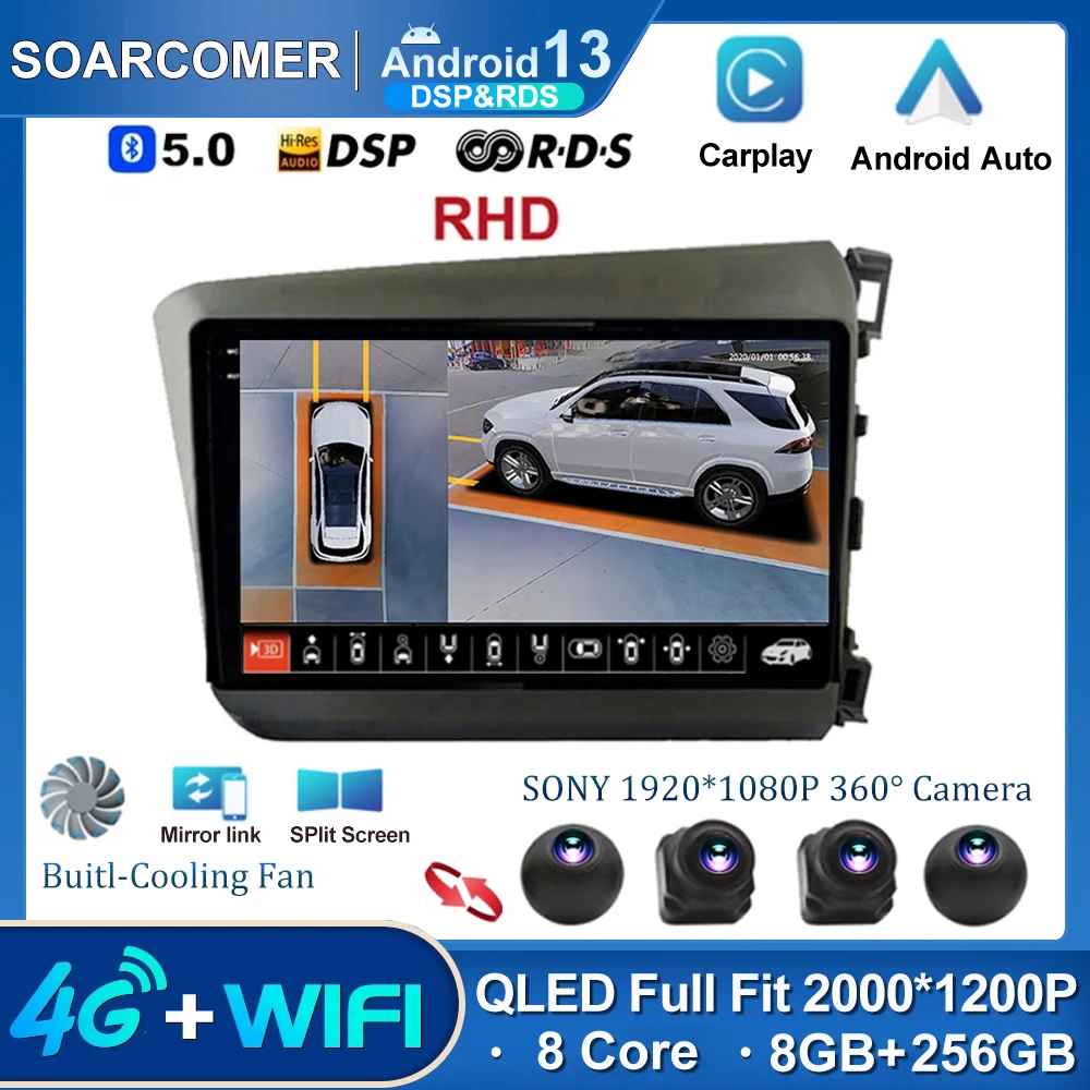Android 13 For Honda Civic 2012 2013 2014 2015 RHD Car Radio Multimedia Player Carplay Stereo Navigation GPS DVD Video Head Unit
Android 13 For Honda Civic 2012 2013 2014 2015 RHD Car Radio Multimedia Player Carplay Stereo Navigation GPS DVD Video Head Unit