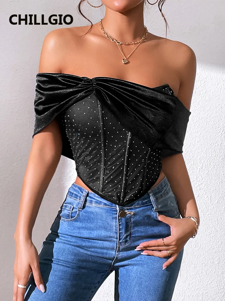 

CHILLGIO Women Off Shoulder Sexy Summer Dot Tanks Fashion Party Strapless Bodycon Cropped Tops Vintage Boho Irregular Tank Tops