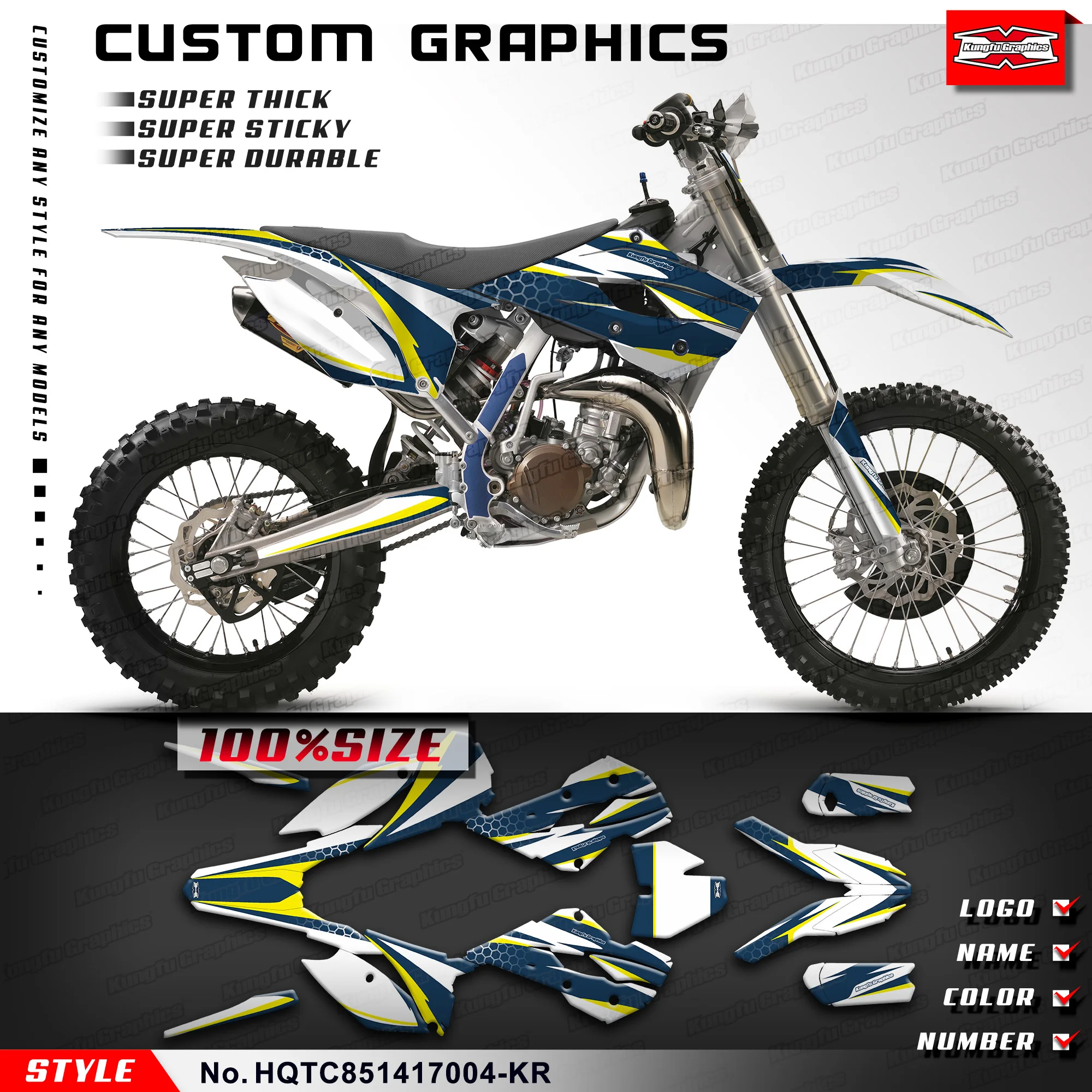 

KUNGFU GRAPHICS Stickers Set Motorcycle Decals for Husqvarna TC85 2014 2015 2016 2017, HQTC851417004-KR