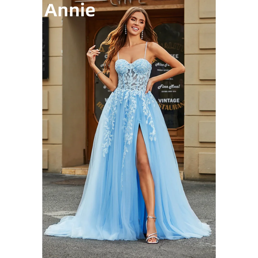 

Annie Sky Blue Prom Dresses Tulle Appliqué Wedding Evening Dresses Party Dresses Vestidos De Fiesta Elegantes Para Mujer2024