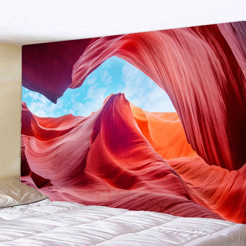 

Natural Landscape Wall Tapestry Cave Canyon Scenery Cloth Wall Hanging Tapestries Bedroom Room Decor Wall Carpet Beach Tapestry