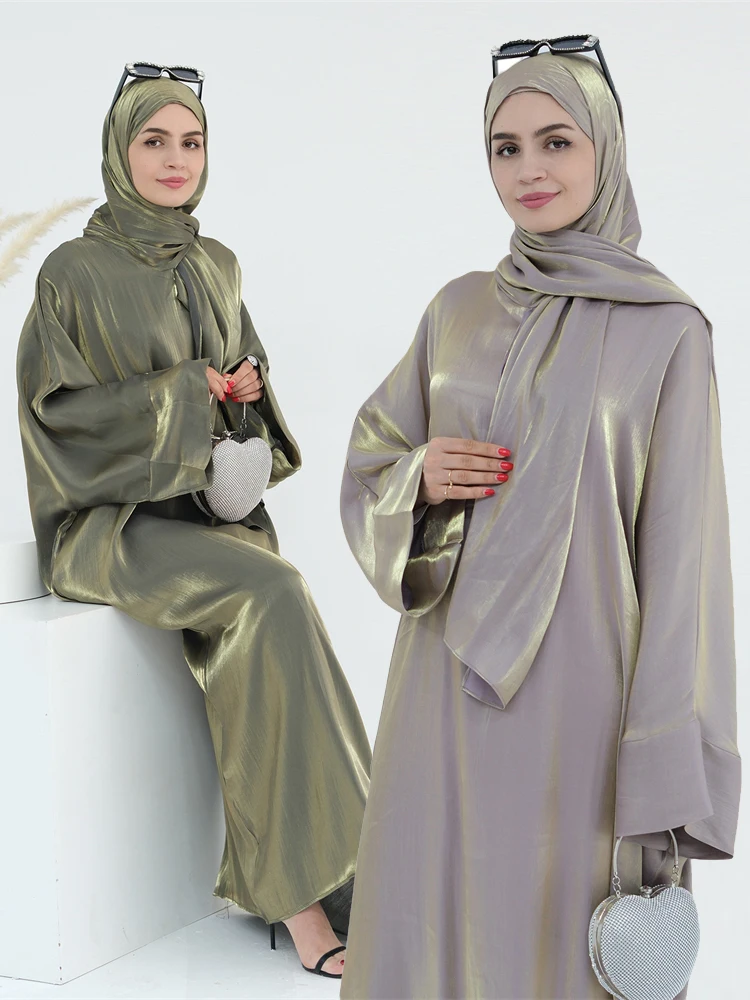 

Eid Modest Satin Khimar Abaya Dubai Luxury 2024 Muslim Islam Arabic Abayas For Women Kaftan Hijab Dress Robe Femme Musulmane
