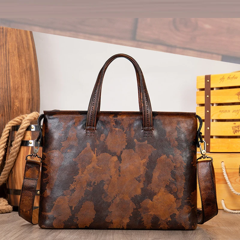Retro Laptop Briefcase Bag Genuine Leather Handbags Casual Pad Bag Daily Working Tote Bags Men Male bag for documents
Retro Laptop Briefcase Bag Genuine Leather Handbags Casual Pad Bag Daily Working Tote Bags Men Male bag for documents