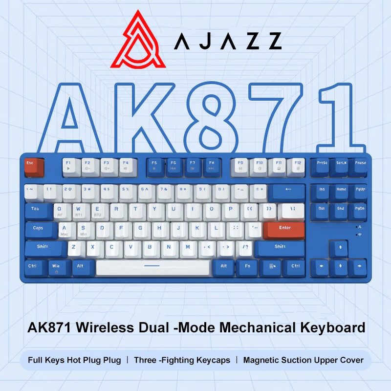 

Ajazz AK871 Gaming Mechanical Keyboard Hot Swappable 87 Keys Wireless 2.4g Ergonomic Keyboards Hot Swap Keyboard Office Pc Gamer