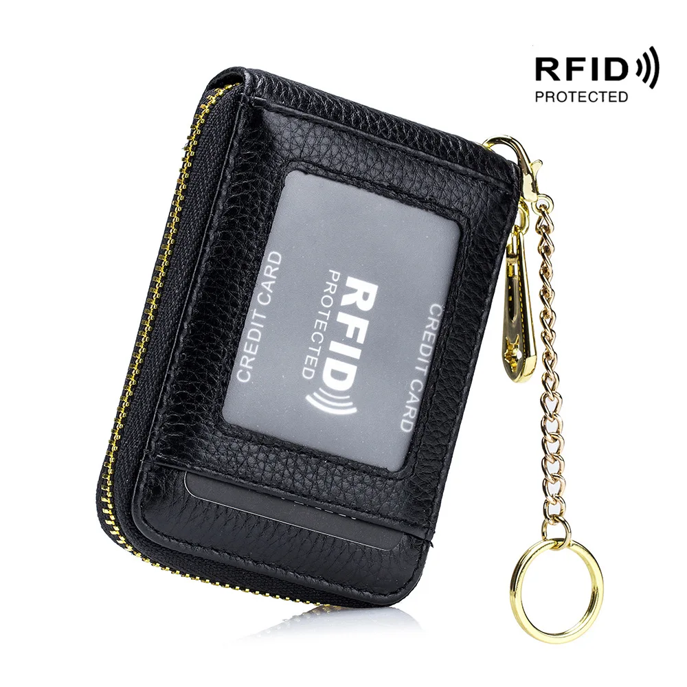 Genuine Leather Men Women Card Holder Small Zipper Wallet Solid Coin Purse Key Ring Design rfid ID Business Credit Card Bags
Genuine Leather Men Women Card Holder Small Zipper Wallet Solid Coin Purse Key Ring Design rfid ID Business Credit Card Bags