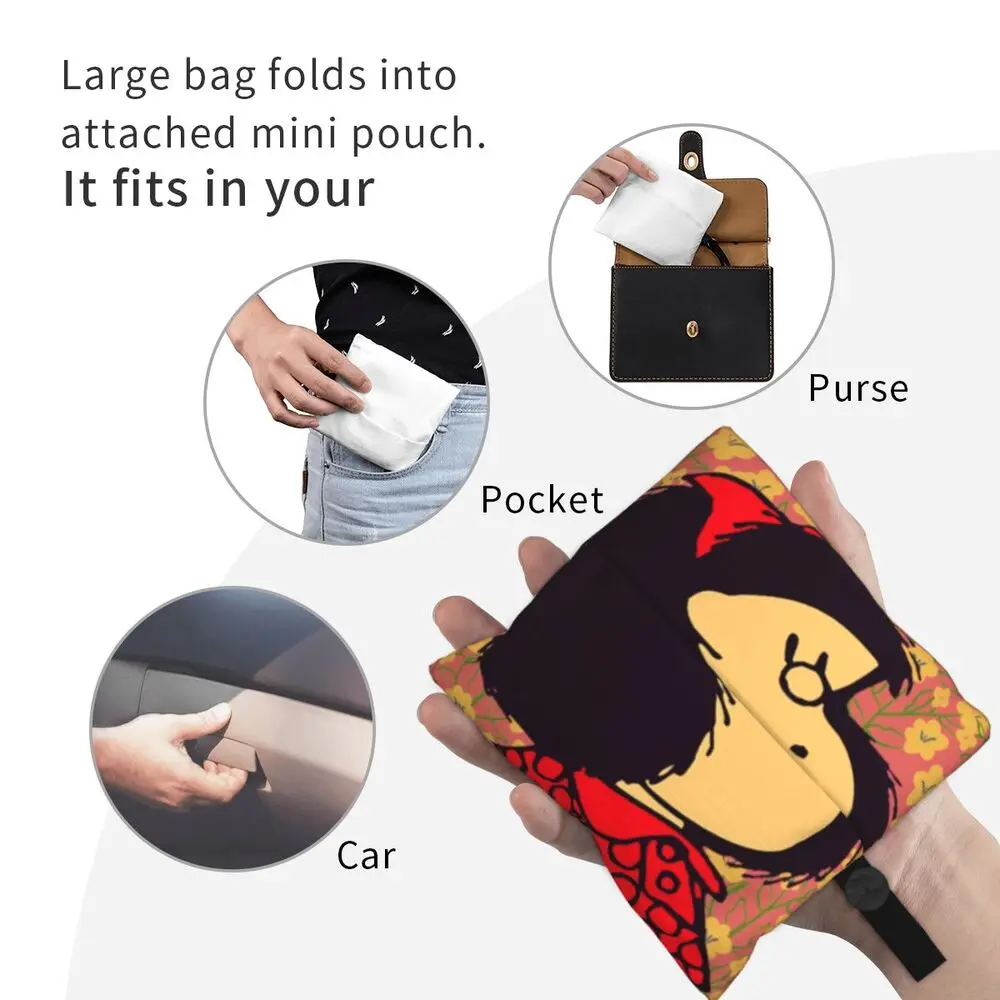 Custom Vintage Mafalda Manga Grocery Shopping Bag 117 S22c85ec70dd147f099dda1f167ee33afQ