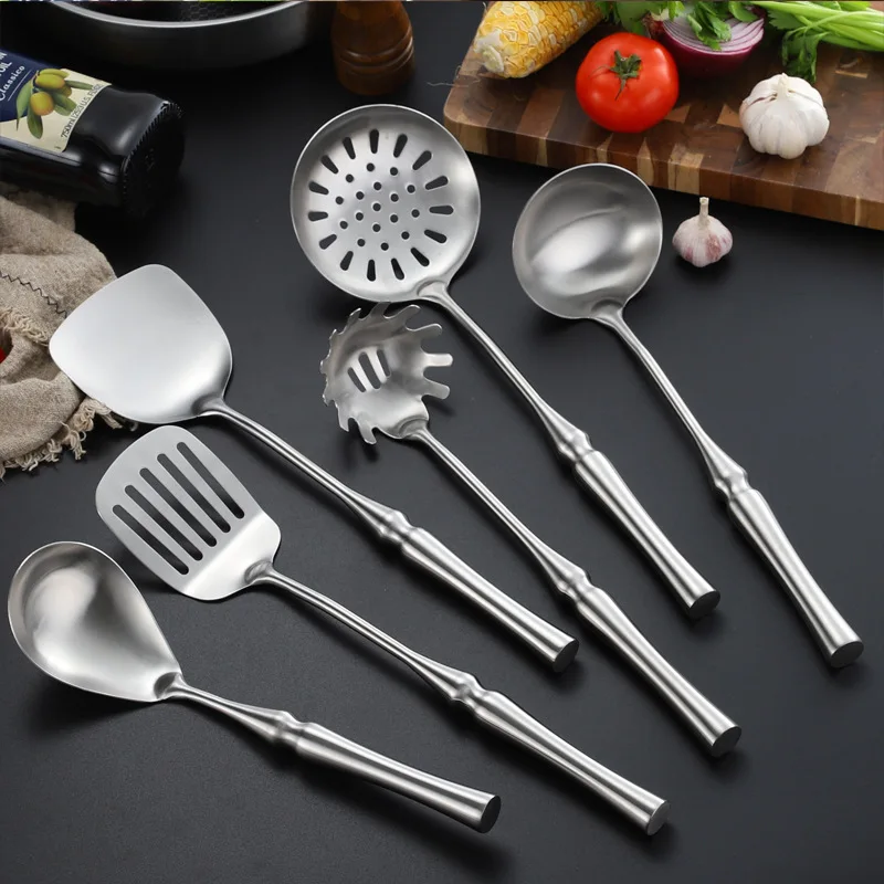 

6Pcs/Set 304 Stainless Steel Cooking Tools Set/Soup Ladle Spoon Slotted Shovel Turner Strainer Pasta Server/Kitchen Utensils