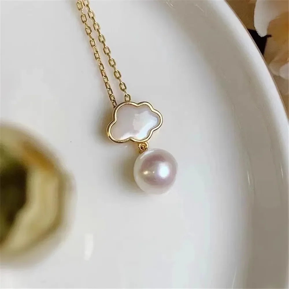 

DIY Pearl Accessories S925 Sterling Silver Pendant Empty Xiangyun Silver Necklace Pendant Fit 8-12mm Round Beads D442