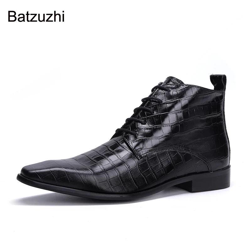 

Batzuzhi Fashion New Design Men Boots Luxury Handmade Black Genuine Leather Ankle Boots Men British Style Botas Hombre, EU38-46