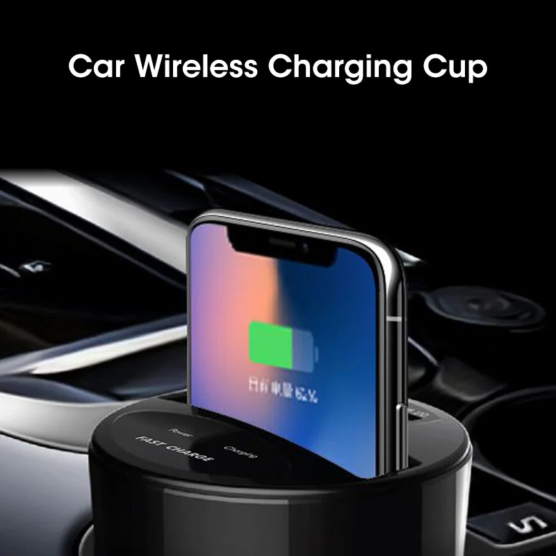 

2 IN 1 15W Car Charger Dock for Cup Holder Wireless Charging for iPhone 13 12 Samsung S21/20/10 Portable Phone Chargers QI USB