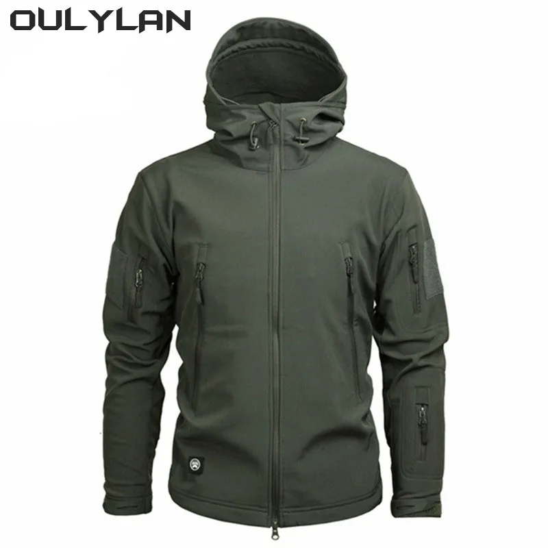 

Oulylan Soft Shell Camouflage Jacket Men Waterproof Clothing Warm Camo Tactical Jackets Outdoor Combat Hoodie Coat
