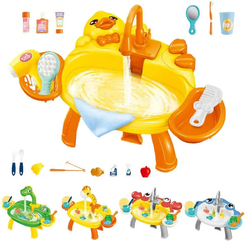 

Kids Kitchen Sink Toys Simulation Electric Dishwasher Playing Toy With Running Water Food Fishing Toy Role Playing Girls Gift