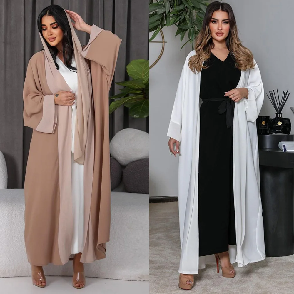 

Long Sleeve Muslim Chiffon Open Abaya Kimono Abayas For Women Robe Turkey Kaftan Femme Caftan Islam Clothing Ramadan Eid al-Adha