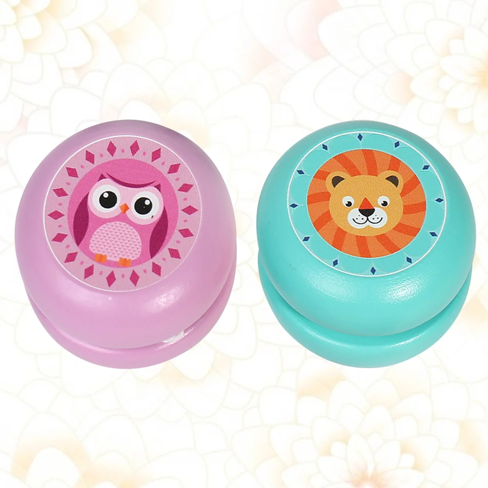 

2Pcs Wooden Yo-yo Children’s Childrens Toy Lovely Cartoon Animal Pattern Yoyo Toy Ball Toy for Kids Children (Random Style)